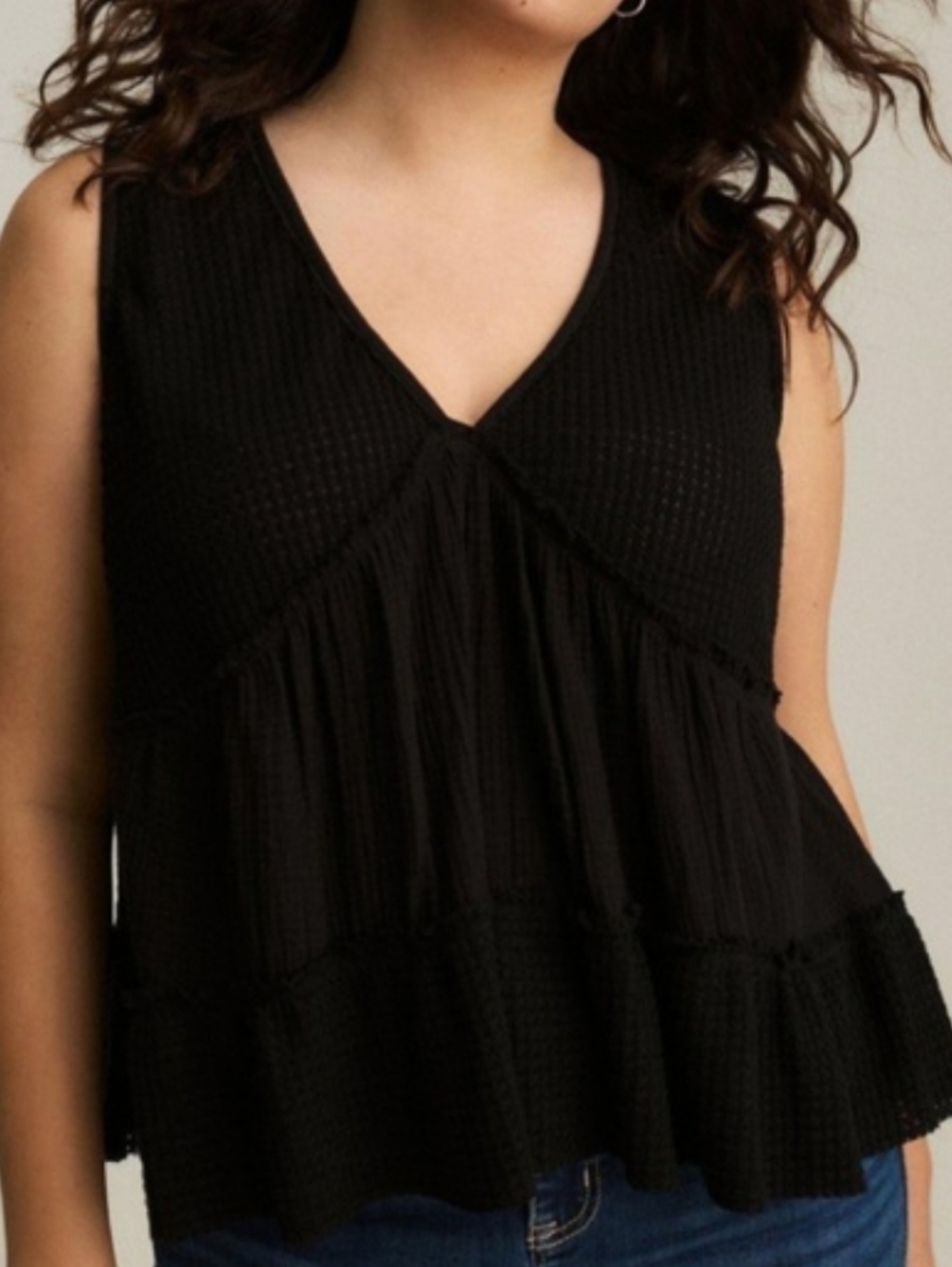 Torrid Festi Black Babydoll Sleeveless Tank Top